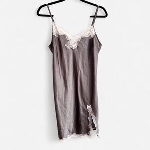 Y2K Victoria’s Secret Grey Pink Lace Slip Dress